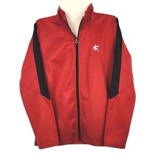 AND1 Jacket Boys Size Large (10-12) Red/Black Basketball Logo Zip-Up Color-Block
